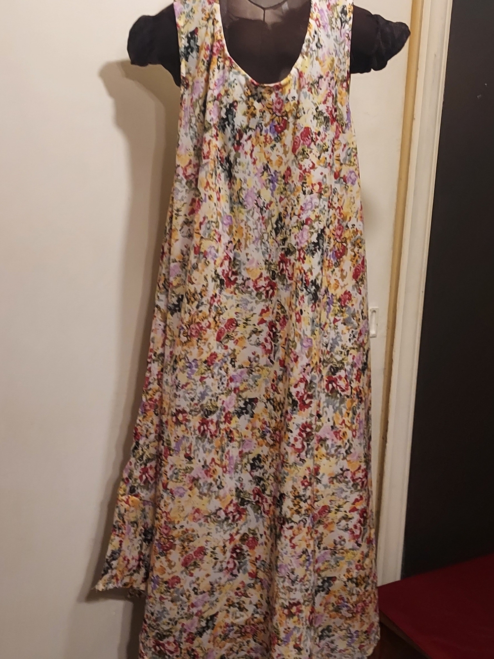 Ana & Rose Floral Chiffon Maxi Dress in Pastel Pink, Yellow, Lavender